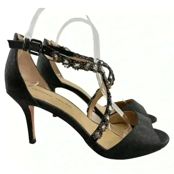 Antonio Melani womens heels size 8 pewter gem formal party holiday - Picture 1 of 13